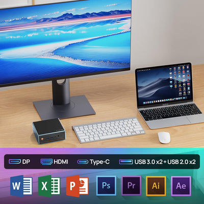Trycoo WO-4 Mini-PC, AMD Ryzen 5 5500U Prozessor (4,0 GHz), 16 GB DDR4 RAM 500 GB SSD, Unterstützung 4K bei 60 Hz Triple Output/WiFi6/BT5.2/Dual RJ45/USB3.2 (R5 5500U 16 GB RAM 512 GB SSD)