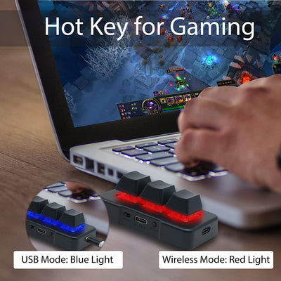 PCsensor USB Mini Keyboard 3 Tasten Mini Tastatur Wireless USB 2 in 1 Mechanische Gaming Tastatur Hot Key Customized Programm mit RGB Led für Gaming OSU Büro Arbeit