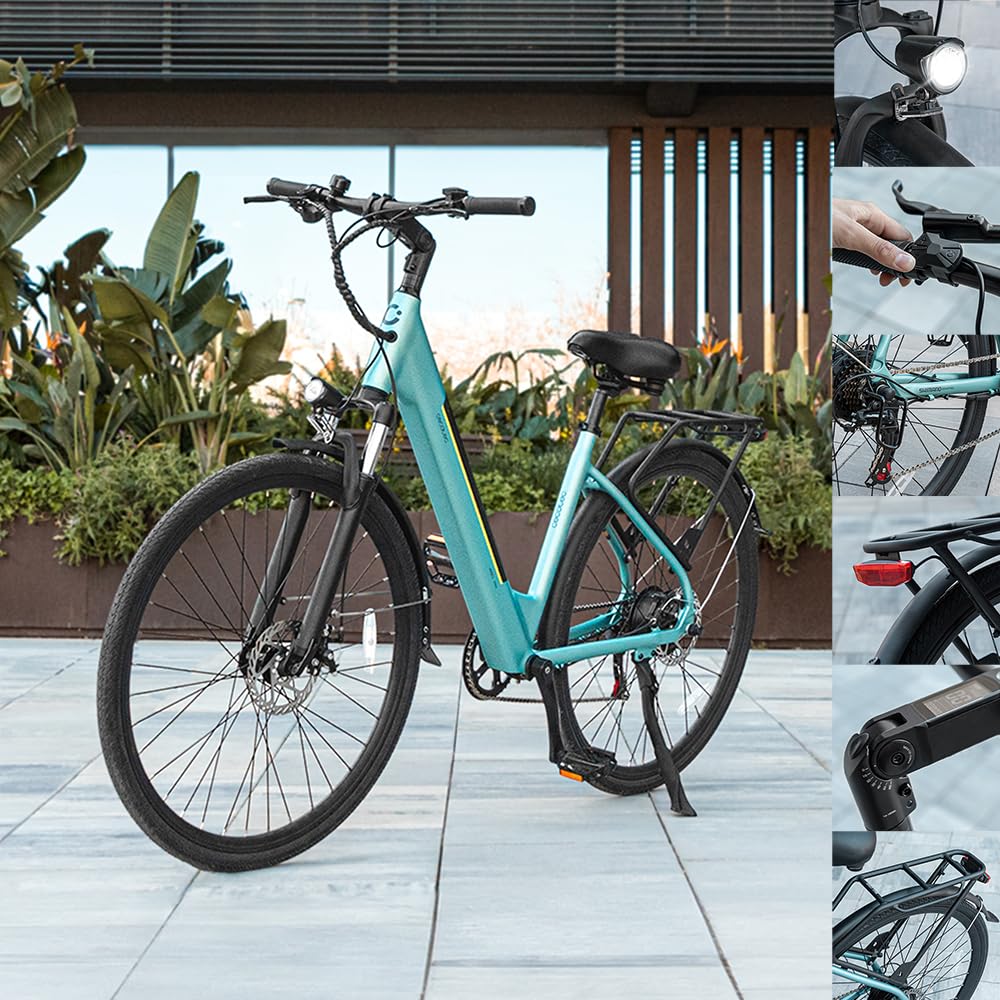 Cecotec Elektro-Stadtfahrrad Urban, 250W, 28-Zoll-Räder, 90 km Reichweite, 460 Wh Batterie, Vorderradfederung, 7-Gang-Shimano-Schaltung und Doppel-Hydraulikbremsscheiben