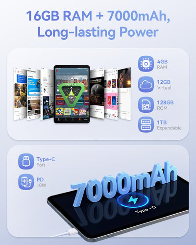 BNCF 11 Zoll Android 15 Tablet, Helio G100 Octa-Core 16GB+128GB (1TB TF) Bpad 11 FHD 1920×1200 IPS 90Hz mit Widevine L1, 7000mAh PD 18W 5MP+8MP Kamera, 4G LTE+2,4G/5G WiFi+BT5,0+GPS mit Schutzhülle