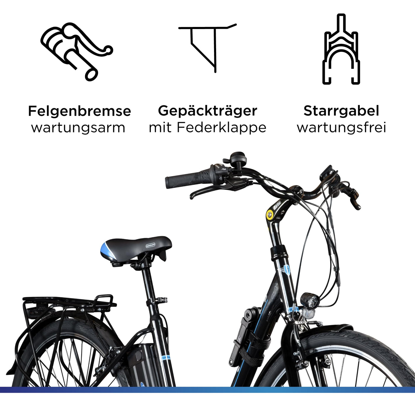 ZÜNDAPP Z505 E Bike Damen 28 Zoll E Damenfahrrad Elektro Fahrräder mit 6 Gängen Fahrrad Ebike Damen City Hollandrad Damenrad Pedelec tiefer Einstieg (schwarz/blau, 48 cm)