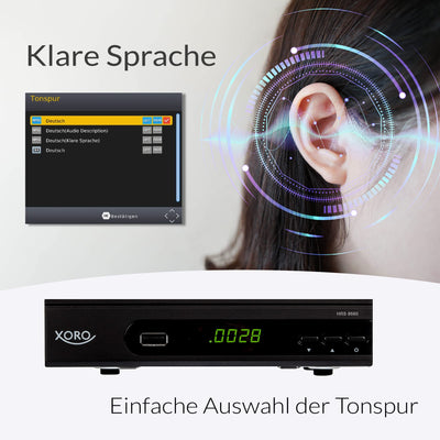 XORO HRS 8660 - Digitaler Satellitenreceiver, Astra 19.2 Senderliste vorprogrammiert, PVR-Ready, Timeshift, USB Mediaplayer, LED-Display, einfache Installation