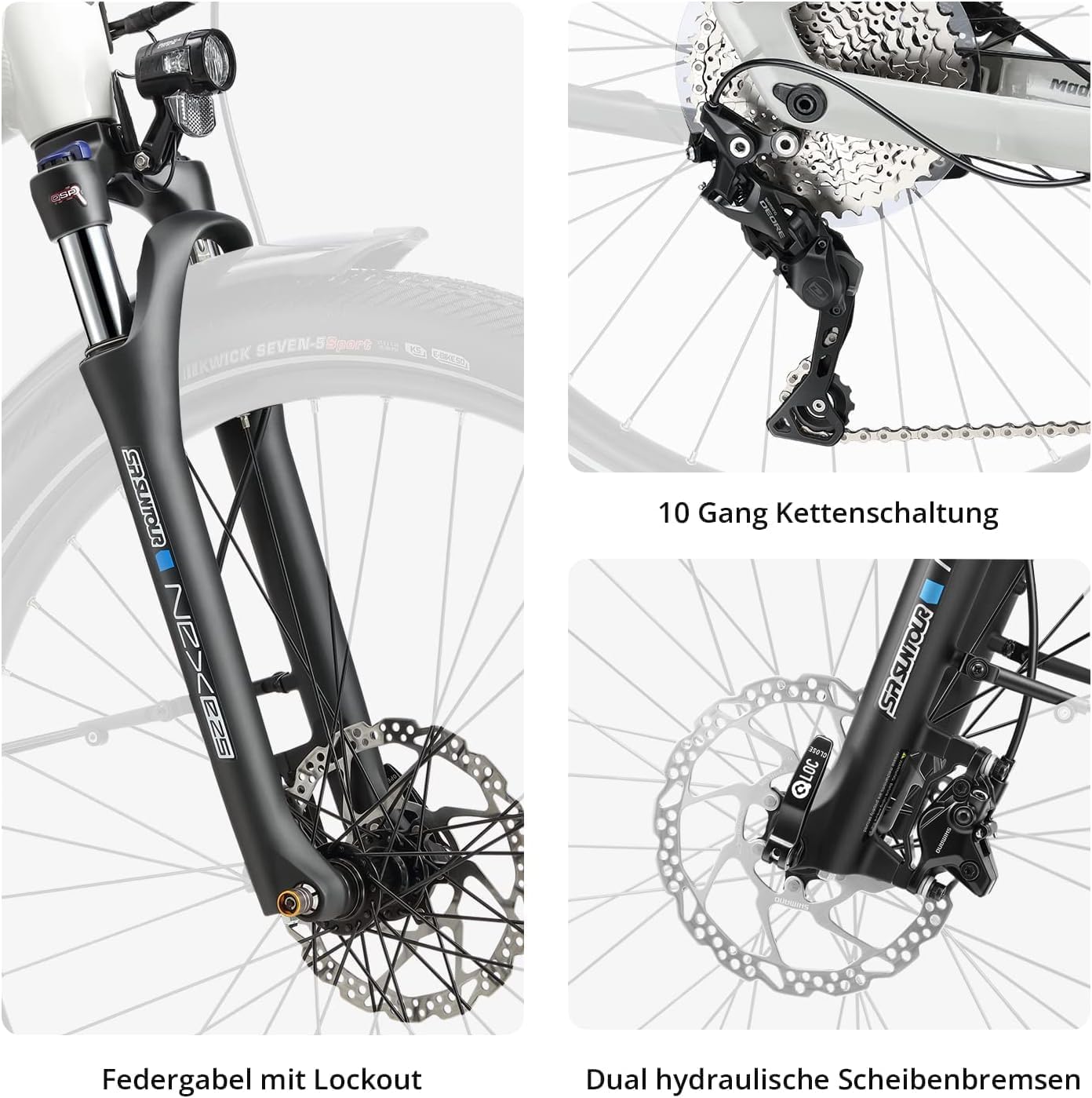 HEPHA E-Bike Trekking 7 Long Range LTD, 80Nm Mittelmotor (Upgrade AUF 100NM) Pedelec, Elektrofahrrad 708Wh Akku (bis zu 200KM), 10-Gang, APP, Unisex, 27,5 Zoll(Highstep, Schwarz, L-52cm)