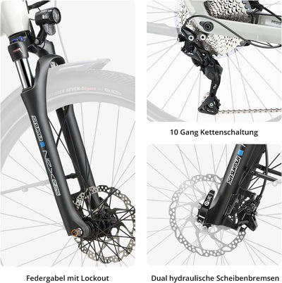 HEPHA E-Bike Trekking 7 Long Range LTD, 80Nm Mittelmotor (Upgrade AUF 100NM) Pedelec, Elektrofahrrad 708Wh Akku (bis zu 200KM), 10-Gang, APP, Unisex, 27,5 Zoll(Highstep, Schwarz, L-52cm)