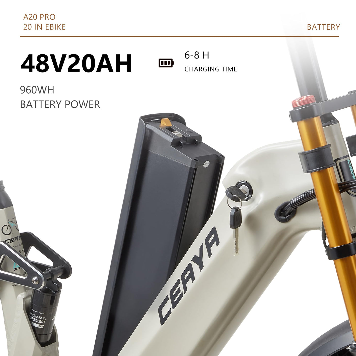 CEAYA Ebike Herren Damen Elektrofahrrad A20 PRO E-Bike Mountianbike 20 Zoll mit 48V20AH,7 Gang,Doppel federung Doppelscheibenbremse,Fat e Bike