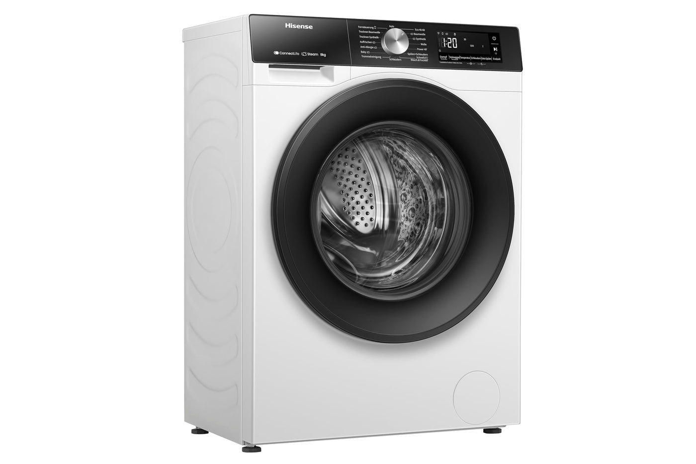 Hisense WD3S8043BW3 Waschtrockner/ConnectLife /16 Programme /8 KG, 54 Liter /1400 U/min/Dampffunktion/JetWash/Anti-Allergie Program/Auto Program/Eco Wash/Steam Refresh/Wolle/EEK A-D