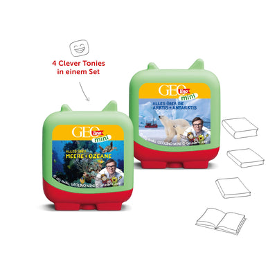 tonies Clever 4er Set GEOlino MINI für Deine Toniebox, Wissens-Hörspiel für Kinder ab 5 Jahren, Spielzeit je ca. 47 Minuten