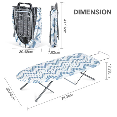 KINGRACK Bügelbretter,Kleines Bügelbrett für Dampfbügelstation,Klappbares Tisch-Bügelbrett, KleinesBügeltisch mit Anti-Rutsch-Klappbeine Platzsparend für Zuhause