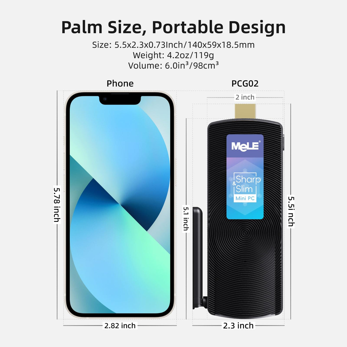 MeLE PCG02 Mini PC Stick Lüfterlos Windows 11 Pro Celeron J4125 8G 256G Tragbar Desktop Computer Stick HDMI 4K 60Hz, Wi-Fi5, Gigabit Ethernet, BT4.2 für Business Büro Industrie IOT Medien Haus