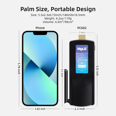 MeLE PCG02 Mini PC Stick Lüfterlos Windows 11 Pro Celeron J4125 8G 256G Tragbar Desktop Computer Stick HDMI 4K 60Hz, Wi-Fi5, Gigabit Ethernet, BT4.2 für Business Büro Industrie IOT Medien Haus