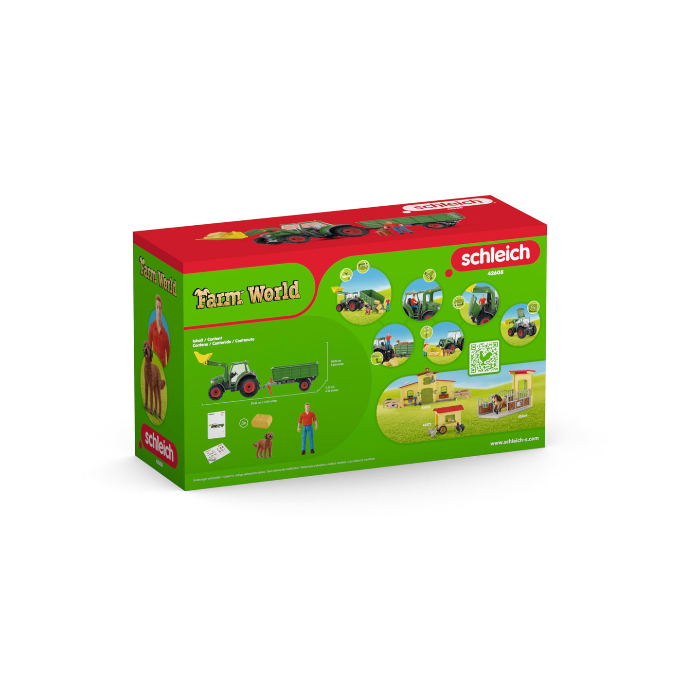 SCHLEICH 42608 Traktor mit Anhänger, ab 3 Jahren, Farm World - Spielset, 50 Teile