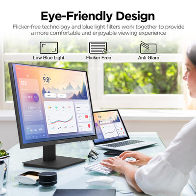 KOORUI 27 Zoll Monitor,Full HD (1920x1080), 75Hz, VA, 5ms, Augenpflege, Rahmenlos, Blaulichtfilter, HDMI, VGA, VESA 75x75