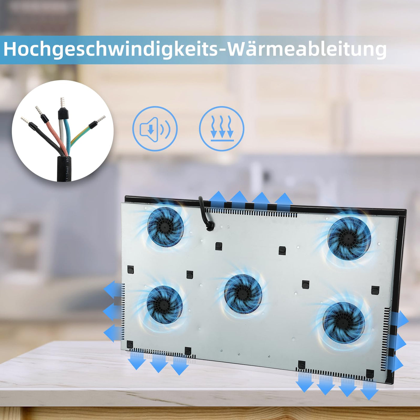 Induktionskochfeld, WEHIMO Induktionskochfeld 5 platten mit Power Booster, 5 Zonen Einbau, 9 Leistungsstufen Induktionskochplatte 90cm (8600W), 220-240V