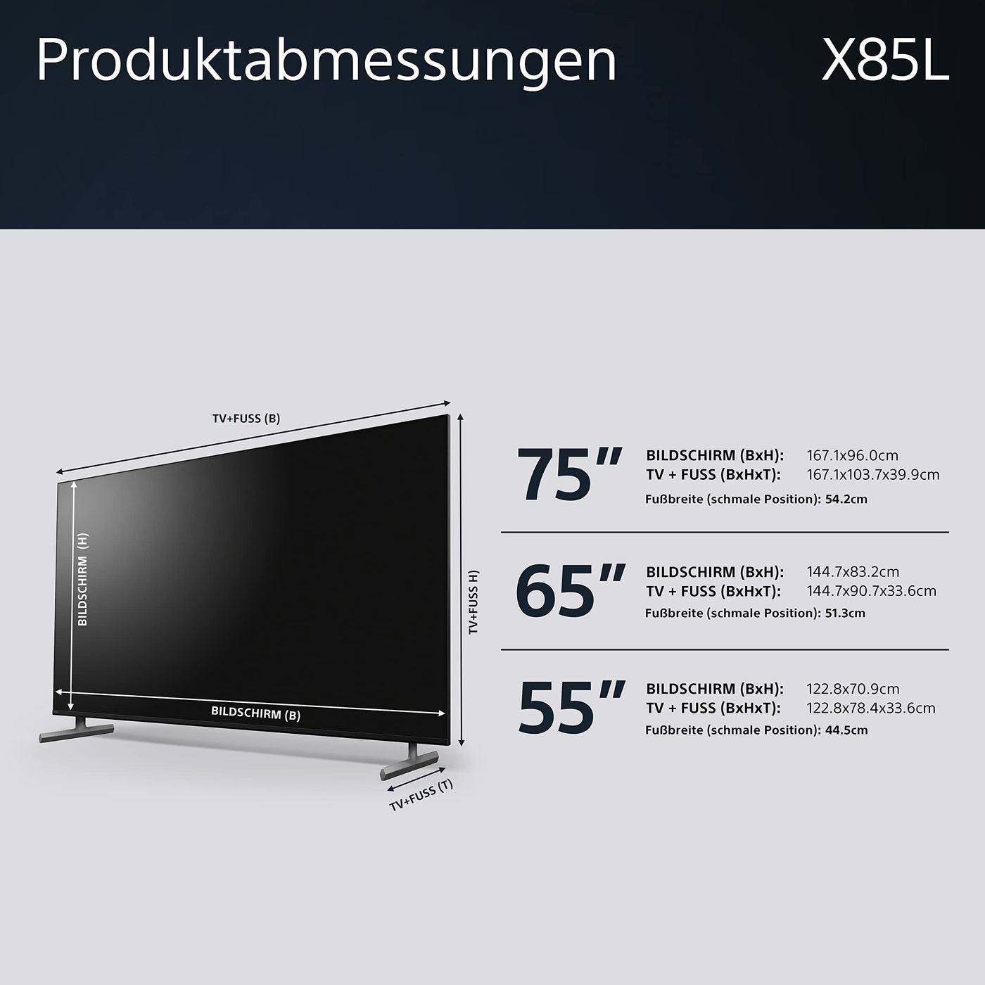 Sony BRAVIA, KD-65X85L, 65 Zoll Fernseher, Full Array LED, 4K HDR 120Hz, Google TV, Smart TV, Works with Alexa, BRAVIA CORE, TRILUMINOS PRO, HDMI 2.1, Gaming-Menü mit ALLM + VRR