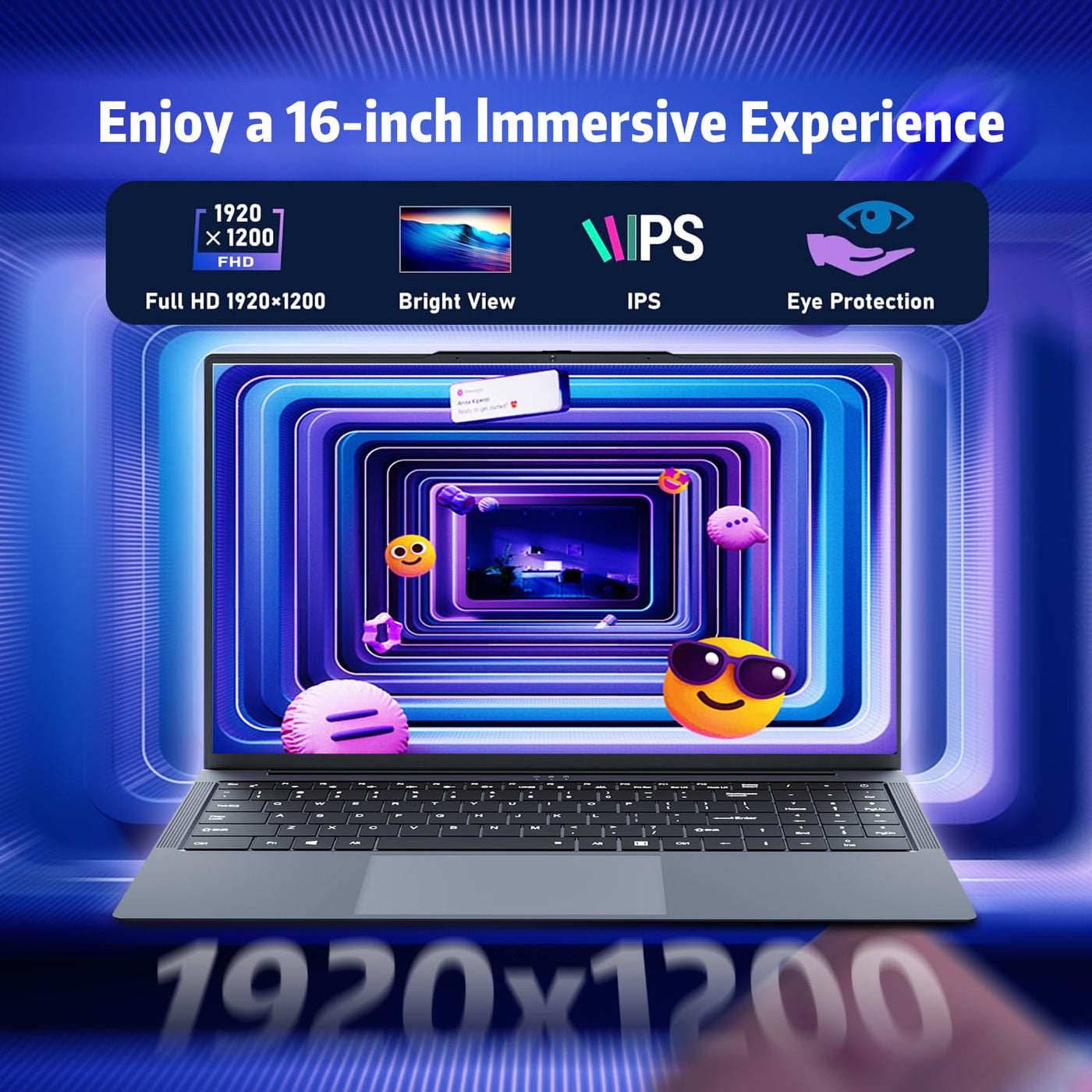 40,6 cm (16 Zoll) Laptop Core i5-8210Y Laptop 16 GB RAM SSD1 TB Laptop 1920 x 1200 FHD, Win11 Pro, RJ45, Typ C, USB 3.0, WLAN, BT5.0, digitale Tastatur mit Hintergrundbeleuchtung