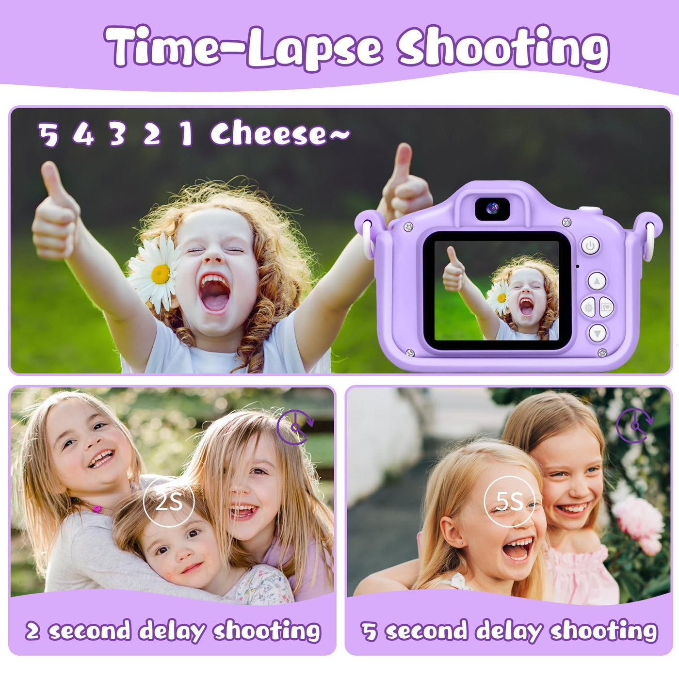 48 MP Kinderkamera für Mädchen Jungen 3-12 Jahre, 1080P Digitalkamera Spielzeug Kinder Kamera, Spielzeug Geschenk für 3 4 5 6 7 8 9 10 Jahre Mädchen, 32 GB SD-Karte und Einhorn Silikonhülle (Lila)