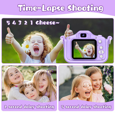 48 MP Kinderkamera für Mädchen Jungen 3-12 Jahre, 1080P Digitalkamera Spielzeug Kinder Kamera, Spielzeug Geschenk für 3 4 5 6 7 8 9 10 Jahre Mädchen, 32 GB SD-Karte und Einhorn Silikonhülle (Lila)
