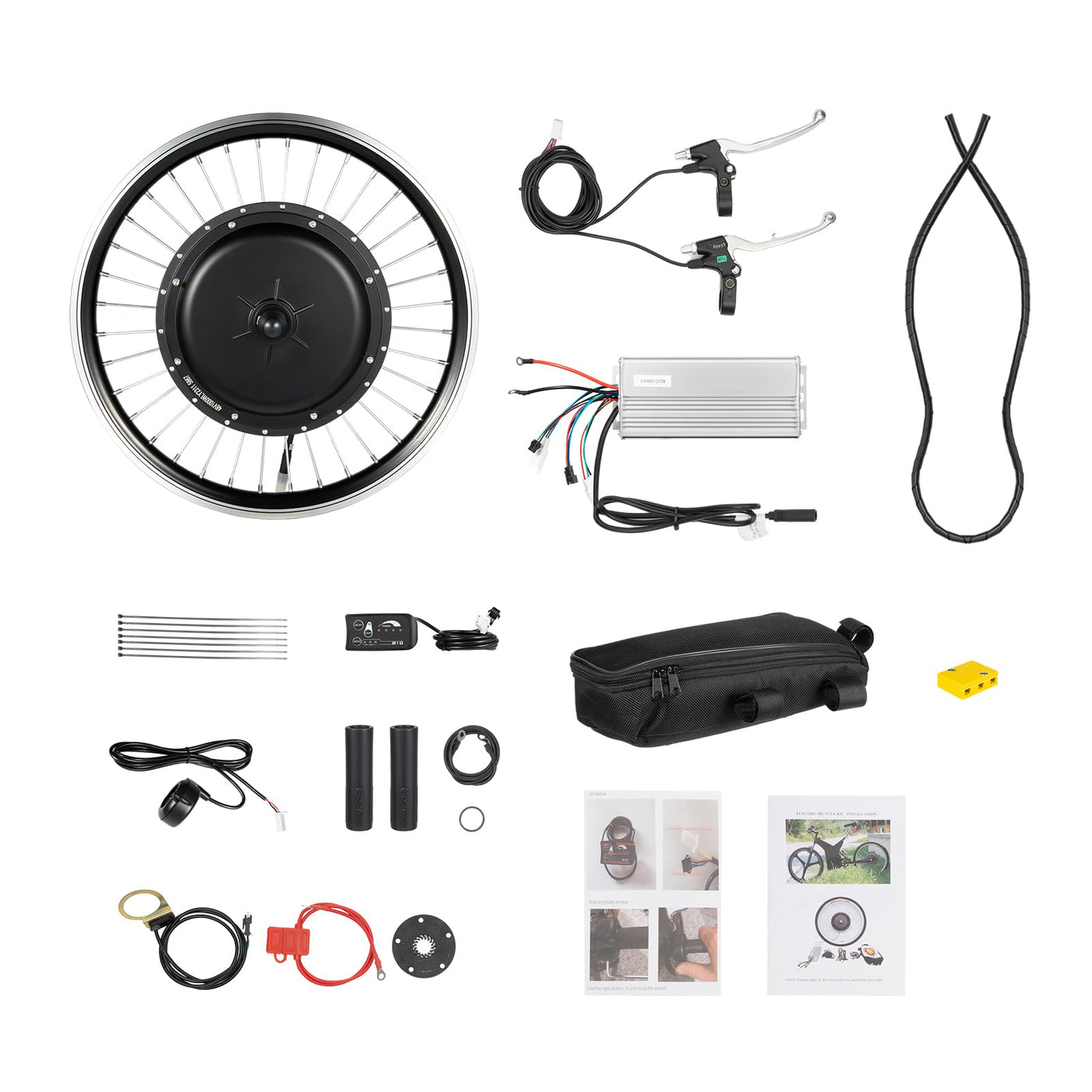 Fetcoi 20'' E-Bike Umbausatz 48V 1000W Ebike Kit Elektrofahrrad Vorderrad Conversion Kit, 50KM/H