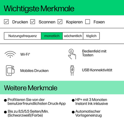 HP DeskJet 4220e Multifunktionsdrucker, 10€ Cashback, 3 Monate gratis drucken mit HP Instant Ink, Drucker, Kopierer, Scanner, Mobiler Faxversand, WLAN, Automatische Dokumentenzuführung, Weiß