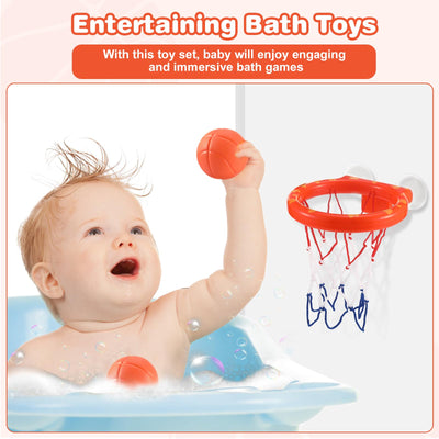 Baby Badewannenspielzeug:5 Bälle ohne Löcher + Basketballkorb mit starkem Saugnapf.Badespielzeug für Kleinkinder oder Kinder/Jungen oder Mädchen.Spielzeug-Set für Wohnzimmer,Badezimmer,Schlafzimmer