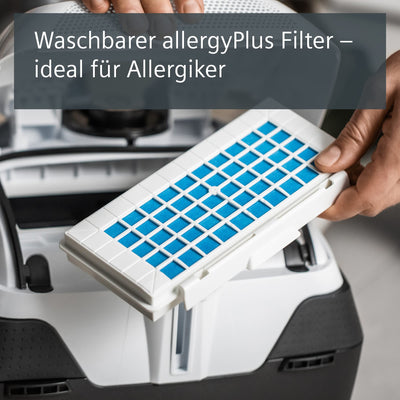 Siemens Staubsauger mit Beutel Z 7.0 VSZ7442S, ideal für Allergiker, Hygiene-Filter Plus, extrem leise, Bodendüse für Parkett, Teppich, Fliesen, langes Kabel, XXL-Polsterdüse, Fugendüse, 650 W, weiß