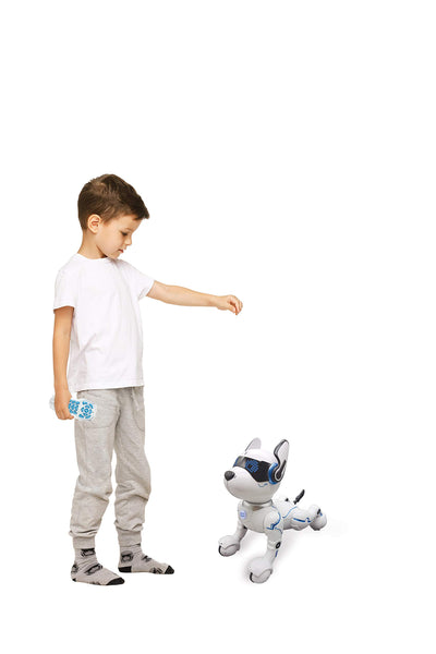 Lexibook Power Puppy - Mein Roboterhund zum Trainieren - Programmierbarer Roboter mit Fernbedienung, Dressurfunktion, Gestensteuerung, Tanz, Musik, Lichteffekte - DOG01