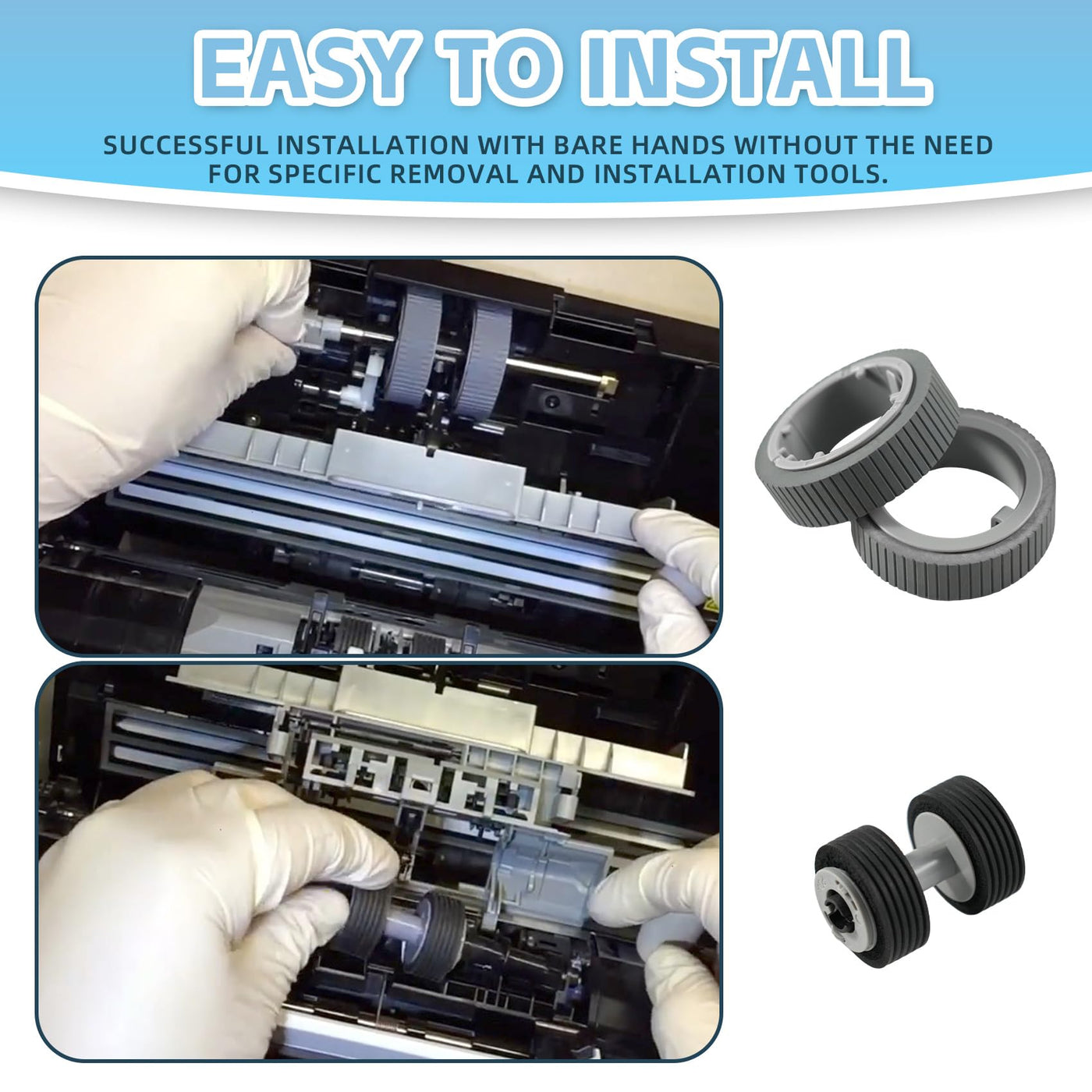 Scanner Brake Pick Roller - Brake Roller Pickup Roller Compatible with Fi-7180 Fi-7280 Fi-7140 Fi-7240 Fi-7160 Fi-7260 Fi-7300NX Scanner Paper Consumable Kit Replacement PA03670-0001 PA03670-00022