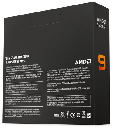 AMD Ryzen 9 9950X Prozessor (intergrierte Radeon Grafik, 16 Kerne/32 Threads, 170 W DTP, AM5 Sockel, 80MB Cache, Bis zu 5.7 GHz Frequenz Boost, Kein Kühler)