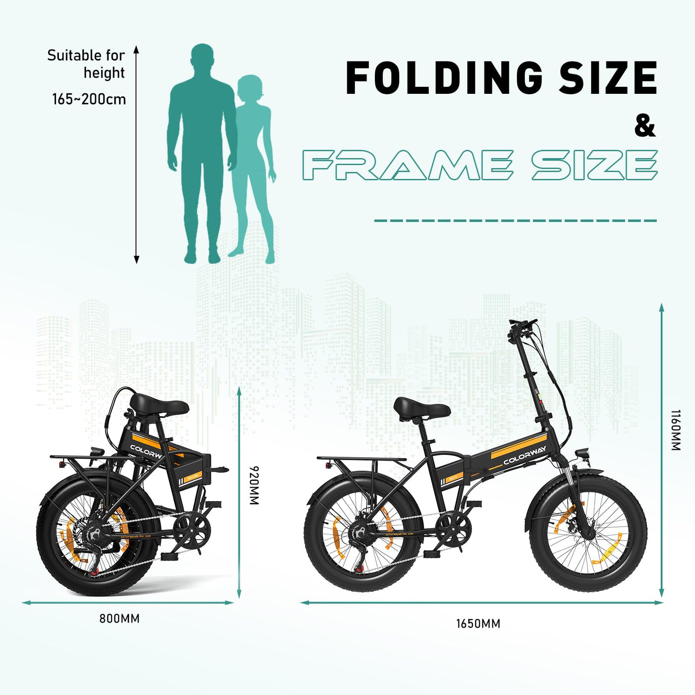 COLORWAY BK10 Elektrofahrrad Klappfahrrad 20×4.0 Zoll Breitreifen Fatbike, 250W Motor, 36V 12Ah Akku,7-Gang, Pedelec Klapprad für Damen Herren, Faltbares E-Bike für Stadt & Gelände