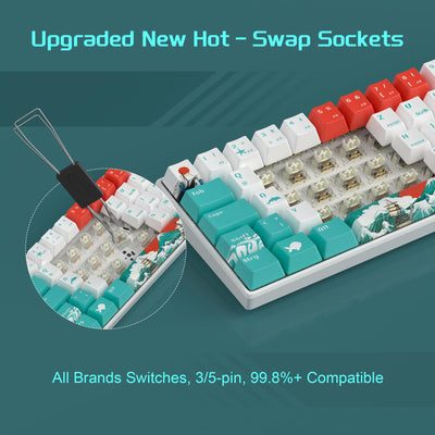 MageGee MK-STAR61 60% Mechanische Tastatur DE Layout, Hot-Swap-fähige kabelgebundene RGB-Gaming-Tastatur mit Farbstoff-Sublimationstastenkappen, vorgeölten Schaltern, Eva-Schaum für Mac/Win (Wellen)