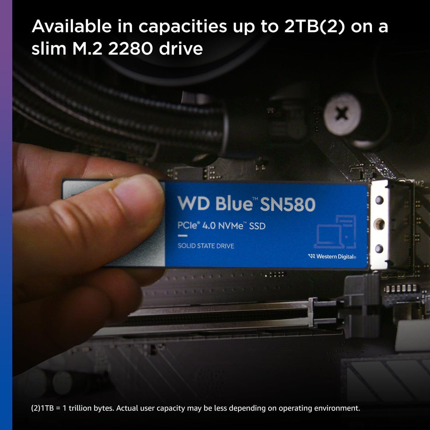WD Blue SN580 NVMe SSD 2 TB (PCIe Gen4 x4, bis zu 4.150 MB/s Lesen, M.2 2280, nCache 4.0-Technologie) Blau