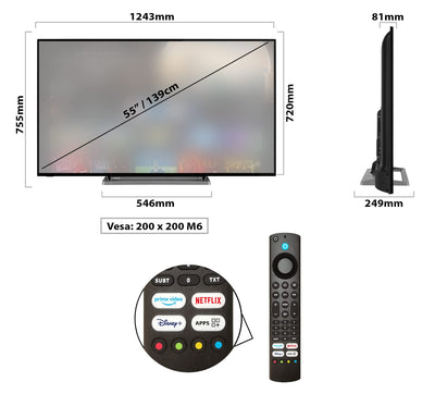 Toshiba 55UF3D63DA 55 Zoll Fernseher/Fire TV (4K Ultra HD, HDR Dolby Vision, Smart TV, Triple-Tuner, Alexa Built-In, Bluetooth, Sound by Onkyo)