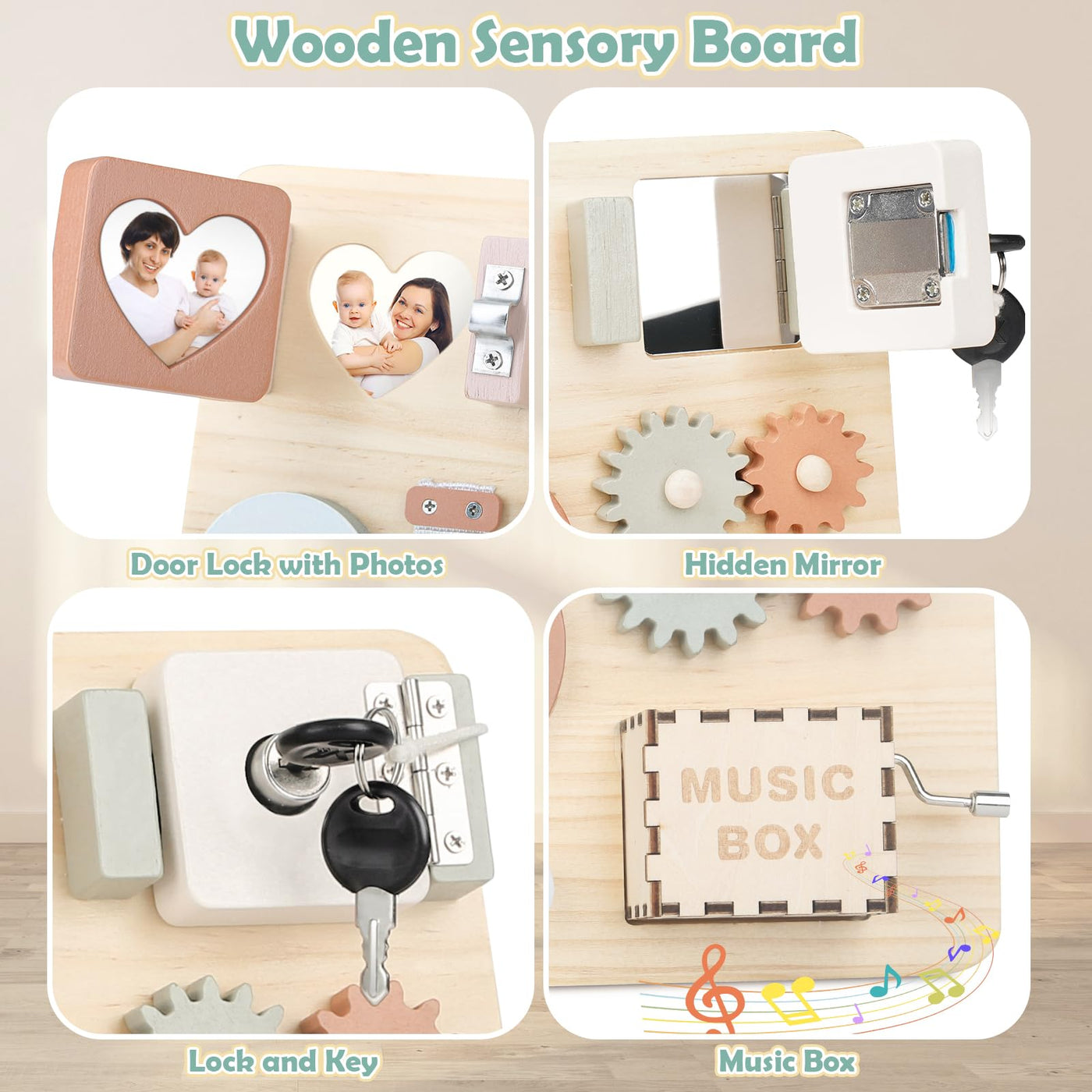 Joyreal Motorikbrett Montessori - Busy Board Activity Board Motorikboard Montessori Spielzeug Brett Motorikspielzeug Sensorik Board
