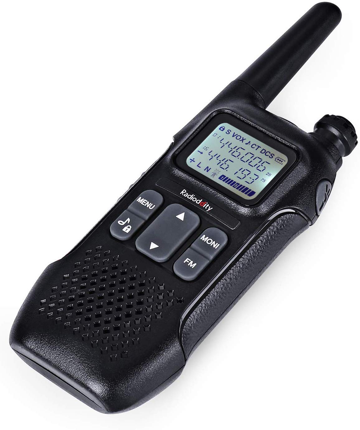 Radioddity PR-T1 PMR446 Walkie Talkie Set mit LC-Display, Funkgerät 4KM Reichweite, 16 Kanäle PMR446 Lizenzfrei Wiederaufladbar Akku mit Headset für Abenteuer, Outdoor-Aktivitäten, Camping, 2 Stücke