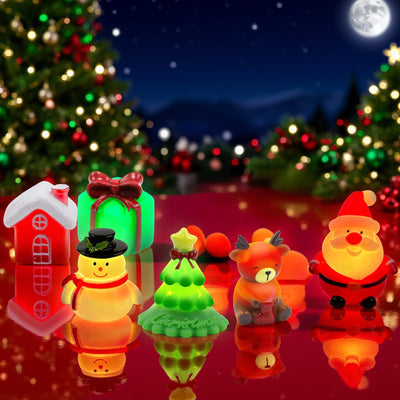 Badespielzeug Leuchtend für Kinder, 6Stück Weihnachts Badewannenspielzeug mit Licht, Baby Wasserspielzeug Ab 1 Jahr, Leuchtspielzeug für Badewanne Geschenk zu Weihnachten