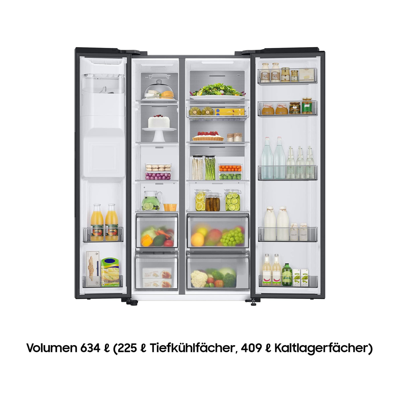 Samsung RS6GA8521B1/EG Side-by-Side Kühlschrank, 178 cm, 634 ℓ, 225 ℓ Gefriervolumen, Space Max Technologie, Premium Black Steel