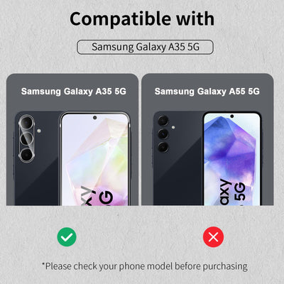 HidWee Schutzfolie kompatibel mit Samsung Galaxy A35 5G für Panzerglas mit Rahmen Positionierhilfe, 3 Stück Schutzglas & 2 Stück Kameraschutz, 9H Härte Panzerfolie, Anti-Bläschen HD Displayschutz