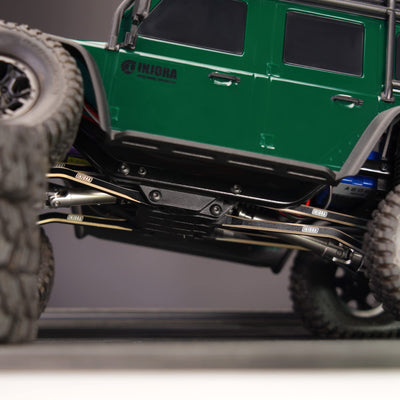 INJORA Chassis Lenker Sat mit Hoher Bodenfreiheit Messing Schwarze Beschichtung Link für 1/18 TRX4M Defender Bronco Upgrade Parts RC Crawler Tuning, 48g