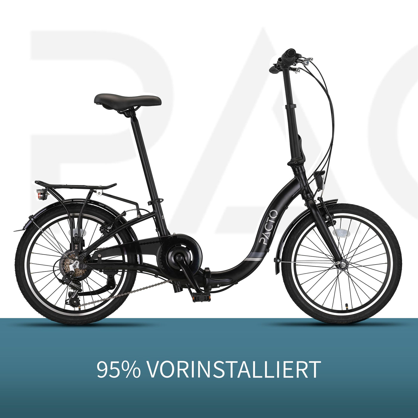 PACTO SIX - Hollandrad Hochwertiges Klappfahrrad 27cm Aluminiumrahmen Bike 20 Zoll Aluminiumräder Bicycle, 6 Speed Shimano Gänge Faltrad Klapprad Fahrrad Klappfahrrad Für Erwachsene Blau (Schwarz)