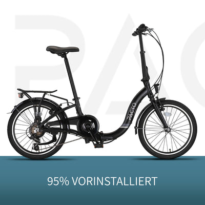 PACTO SIX - Hollandrad Hochwertiges Klappfahrrad 27cm Aluminiumrahmen Bike 20 Zoll Aluminiumräder Bicycle, 6 Speed Shimano Gänge Faltrad Klapprad Fahrrad Klappfahrrad Für Erwachsene Blau (Schwarz)