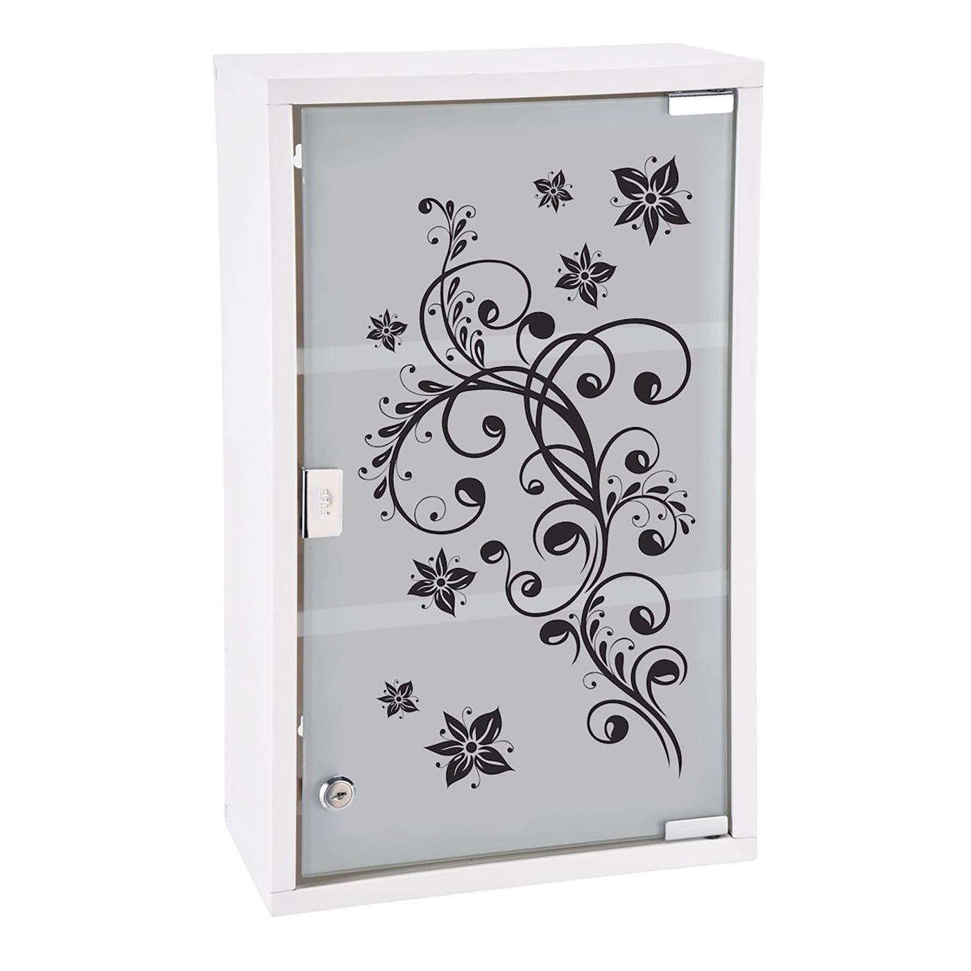 Spetebo XXL Medizinschrank 50 x 30 cm - Motiv Schwarze Ornamente - Arzneischrank Erste Hilfe Hausapotheke