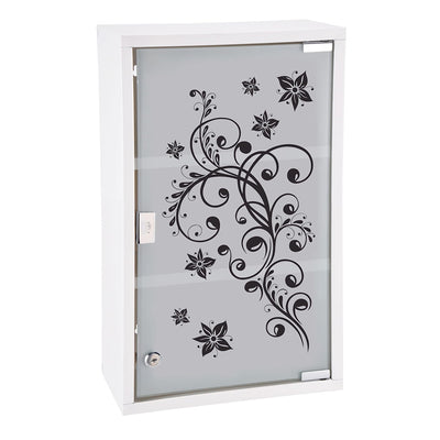 Spetebo XXL Medizinschrank 50 x 30 cm - Motiv Schwarze Ornamente - Arzneischrank Erste Hilfe Hausapotheke