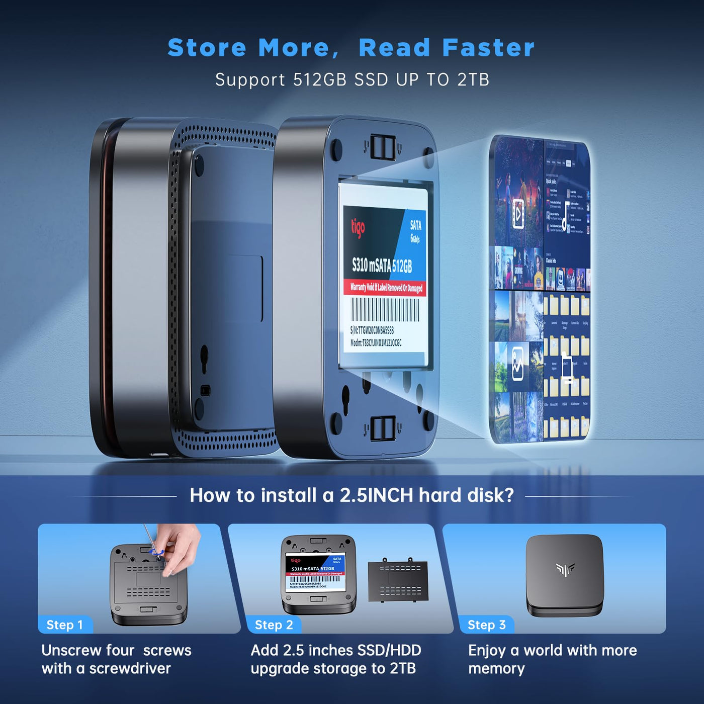 NiPoGi Mini PC Ιntel 12. Gen Alder Lake-N N100(Bis zu 3.4GHz) 16GB DDR4/1024GB M.2 SSD,Mini Desktop PC Dualband-WiFi/BT 4.2/RJ45,Mini Computer 4K@60HZ UHD Dual Display, Micro PC für Büro/Unterhaltungs