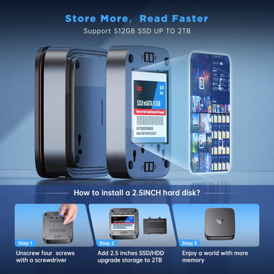 NiPoGi Mini PC Ιntel Alder Lake-N N100(3.4GHz) 16GB DDR4/512GB M.2 SSD, Desktop PC WiFi 5,BT4.2/RJ45,Mini Computer 4K@60HZ UHD Dual Display für Büro