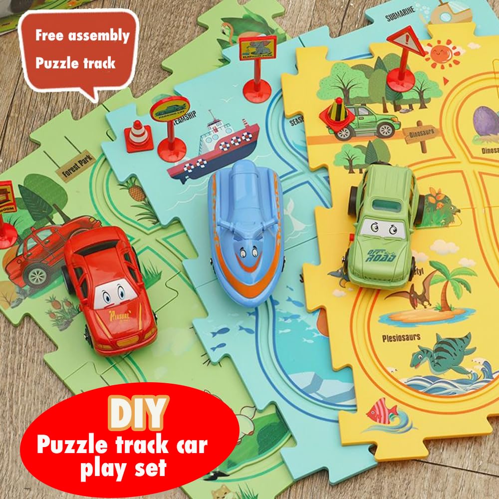Auto Spielzeug Autorennbahn Spielzeugauto DIY-Puzzlebahn für Kinderspielzeug DIY-Route Cars Spielzeug Geschenkspiele für Kinder Spielzeug ab 2 3 4 5 6 Jahren