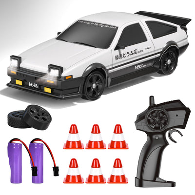 BuzzoXerex Drift Auto Ferngesteuert, Mini Drift Car, 1:24 4WD Mini RC Auto mit LED-Leuchten,18 km/h, RC Ferngesteuertes Spielzeugauto für Erwachsene und Kinder ab 6 Jahre älter (Weiß)