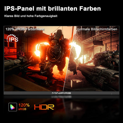 Minifire Gaming Monitor 27",180 Hz, WQHD, Nano IPS, OD 1ms, HDR, 120% sRGB, AMD FreeSync+,Motion Blur Reduction Technologie, VESA(100 x 100 mm) - Schwarz MFG27F4Q