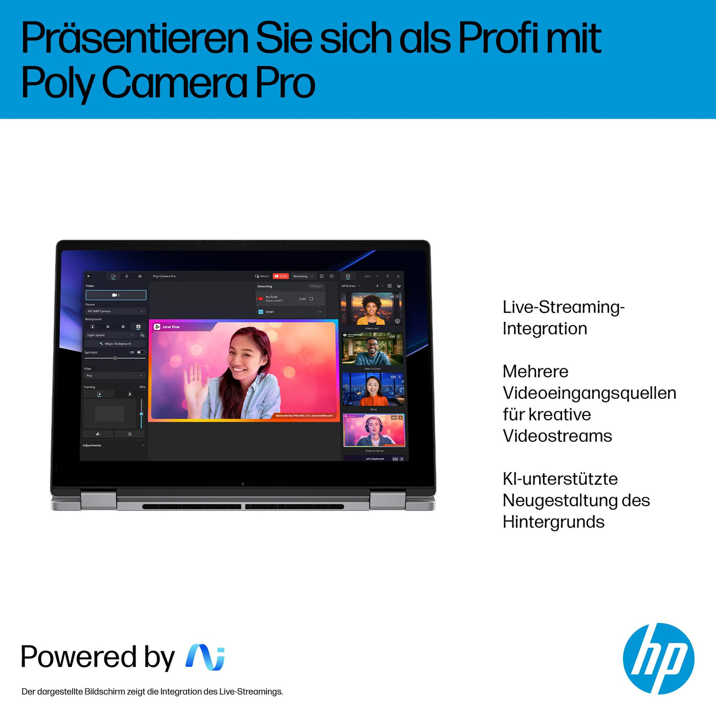 HP OmniBook X Flip 2in1 Next Gen AI Laptop | AMD Ryzen AI 7 350 (8C) | dedizierte NPU für KI | 50 NPU Tops | Copilot+ PC | 14" WUXGA 1920x1200 Touchscreen | 16GB | 512GB SSD | Win11 | QWERTZ | Silber