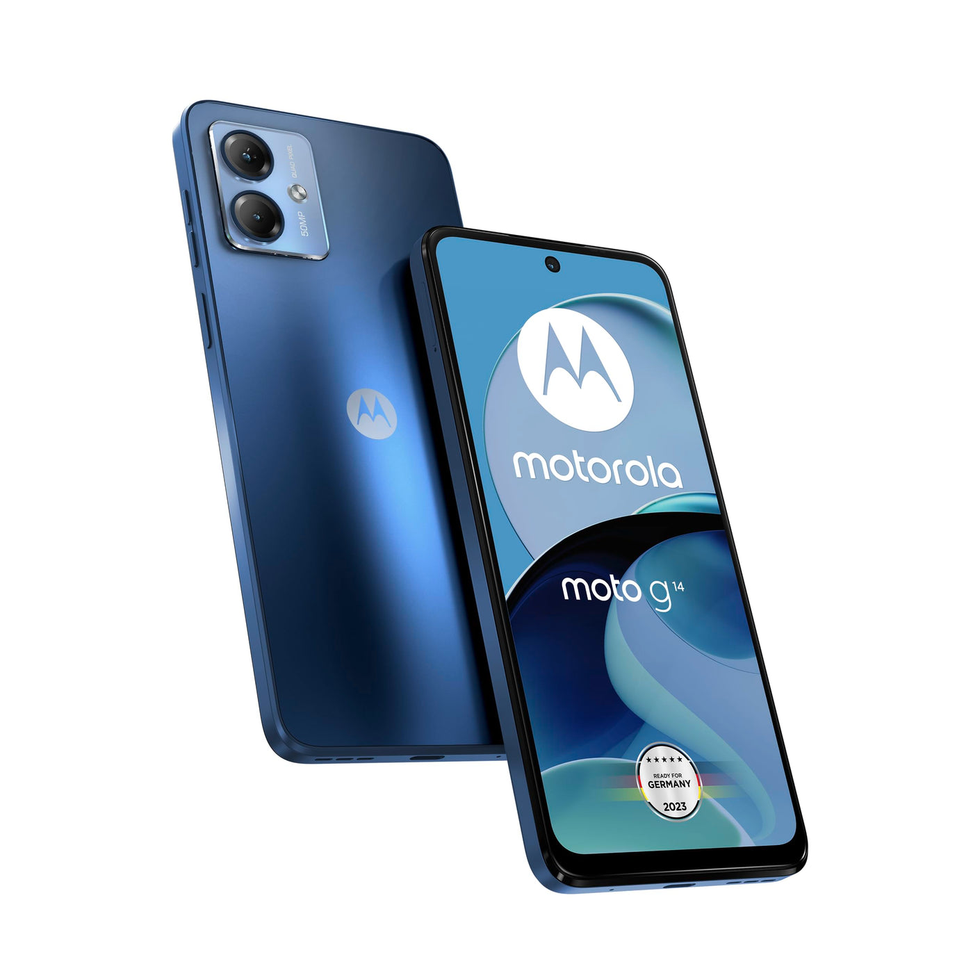 Motorola Mobility moto g14 Smartphone (6,5"-FHD+-Display, 50-MP-Kamera, 4/128 GB, 5000 mAh, Android 13) Sky Blue, inkl. Schutzcover [Exklusiv bei Amazon]