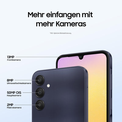 Samsung Galaxy A25 5G Smartphone, Simlockfrei ohne Vertrag, Android-Handy, 128 GB, Schnellladefunktion, 50-MP-Kamera, Blue, 30 Monate Herstellergarantie [Exklusiv auf Amazon] [Deutsche Version]